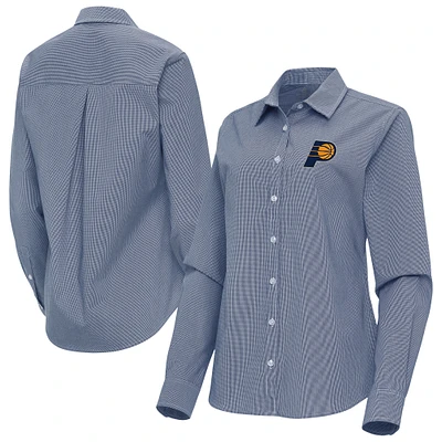 Women's Antigua Navy Indiana Pacers Porter Woven Long Sleeve Button-Up Shirt