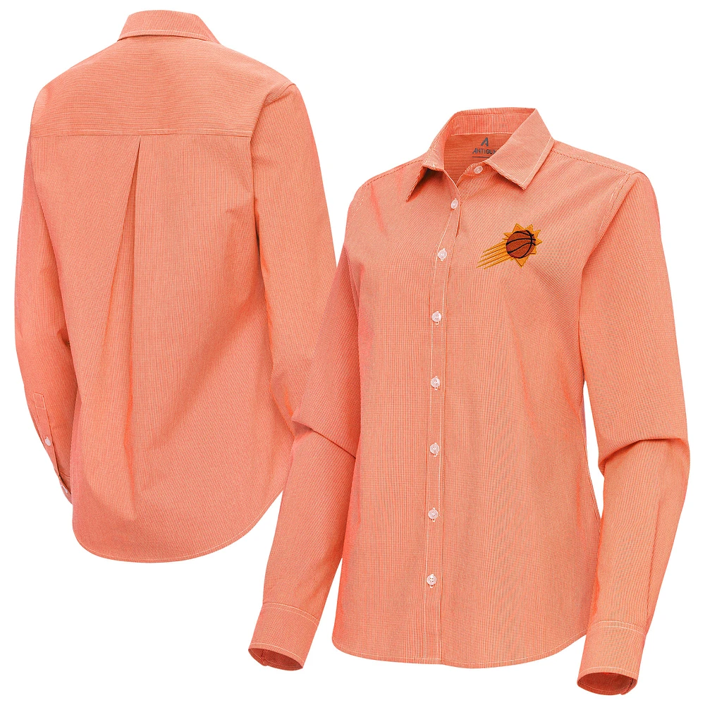 Women's Antigua Phoenix Suns Porter Woven Long Sleeve Button-Up Shirt