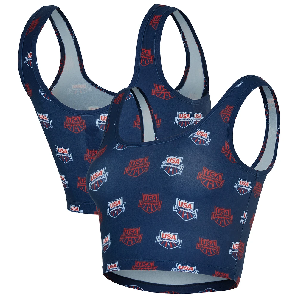 Women's Concepts Sport Navy USA Swimming Record All Over Print Bralette
