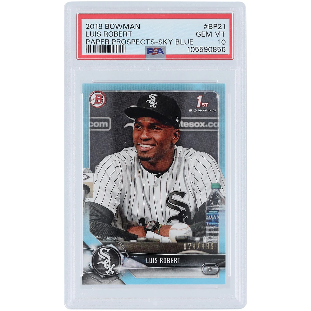 Luis Robert Chicago White Sox 2018 Bowman 1st Bowman Sky Blue #BP-21 #124/499 PSA Authenticated 10 Card