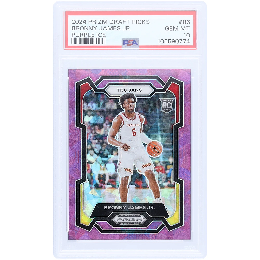 Bronny James Jr. USC Trojans 2024 Panini Prizm DP Purple Ice #86 #103/149 PSA Authenticated 10 Rookie Card