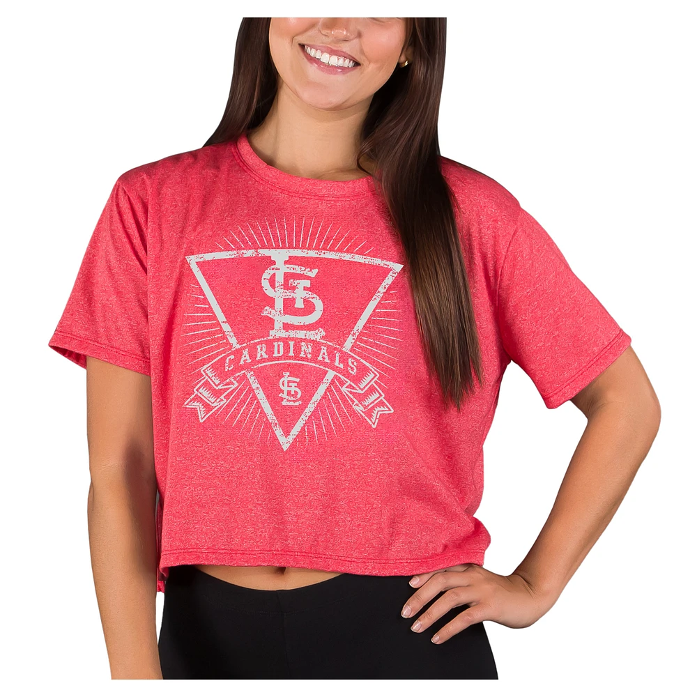 Women's Concepts Sport Heather Red St. Louis Cardinals Distressed Quest Boxy Cropped Top