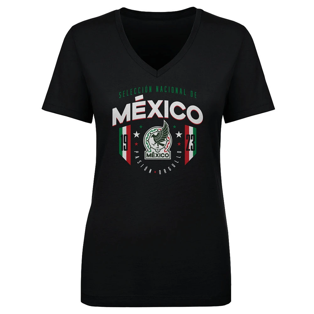 Women's 500 Level Black Mexico National Team V-Neck T-Shirt
