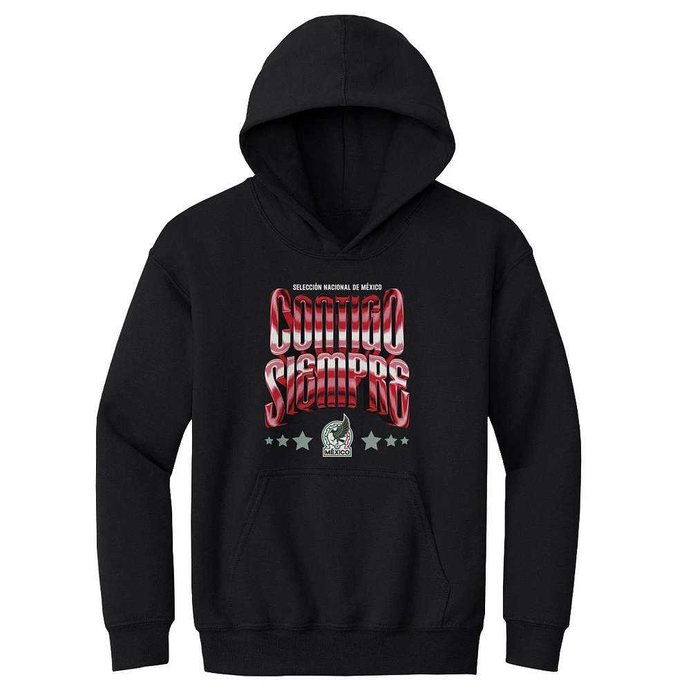 Youth 500 Level Black Mexico National Team Contigo Siempre Vintage Pullover Hoodie