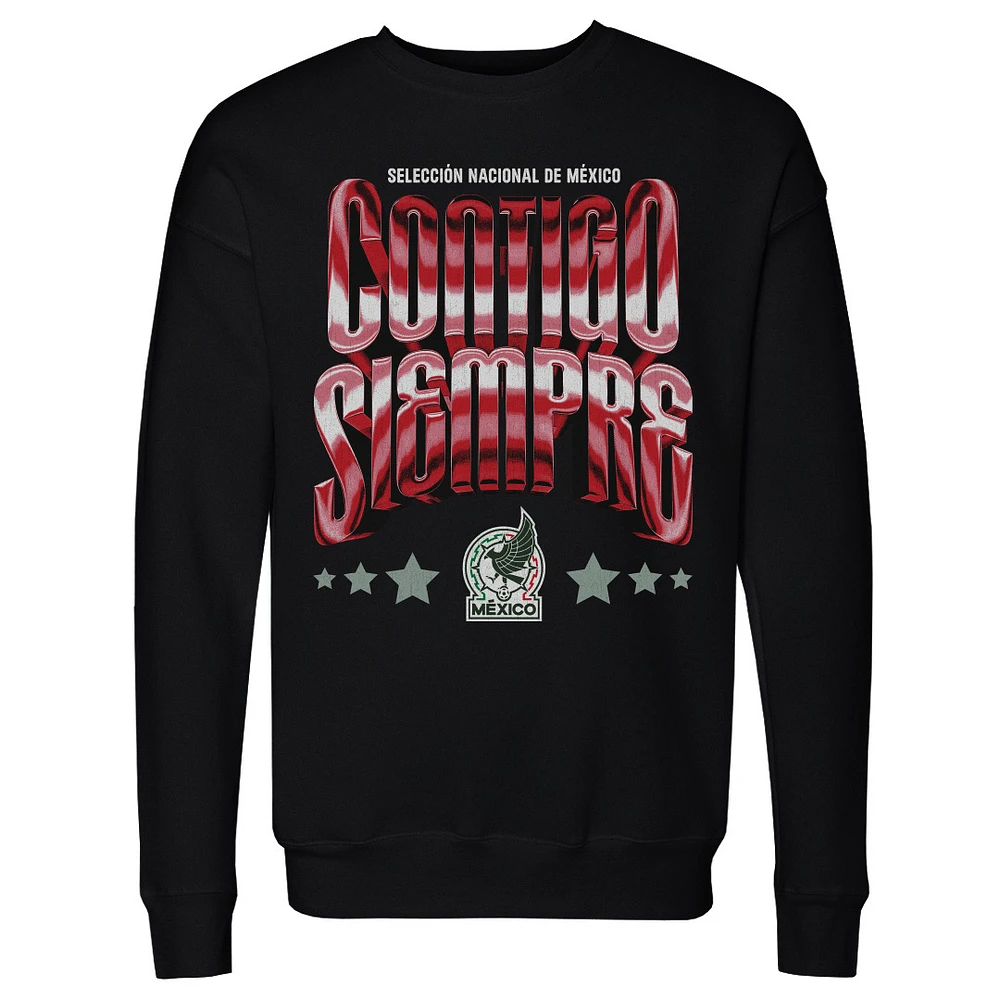 Men's 500 Level Black Mexico National Team Contigo Siempre Vintage Pullover Sweatshirt