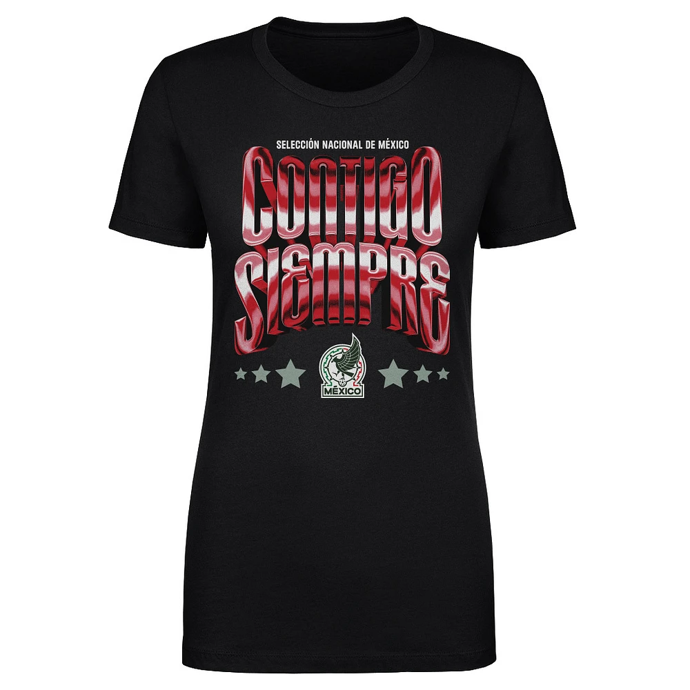 Women's 500 Level Black Mexico National Team Contigo Siempre Vintage T-Shirt