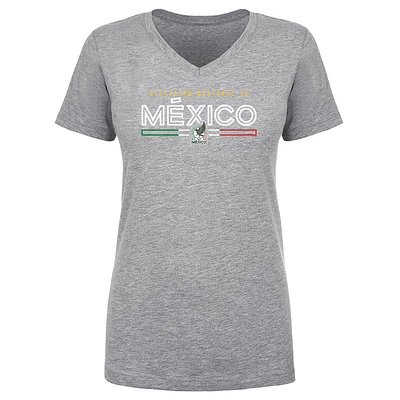 Women's 500 Level Heather Gray Mexico National Team Inline V-Neck T-Shirt