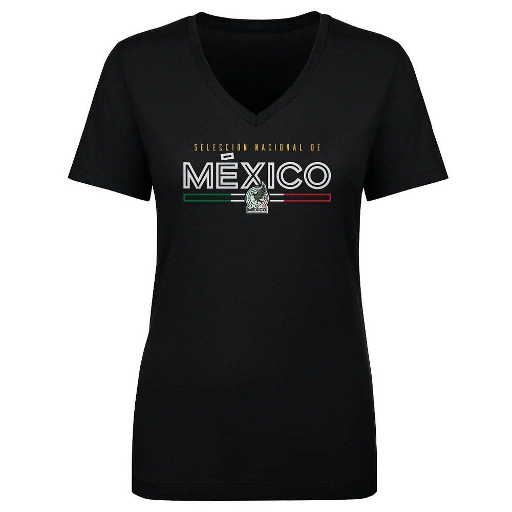 Women's 500 Level Black Mexico National Team Inline V-Neck T-Shirt