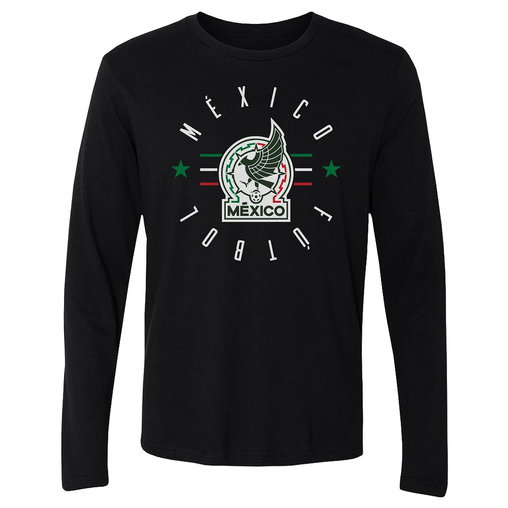Men's 500 Level Black Mexico National Team Futbol Long Sleeve T-Shirt