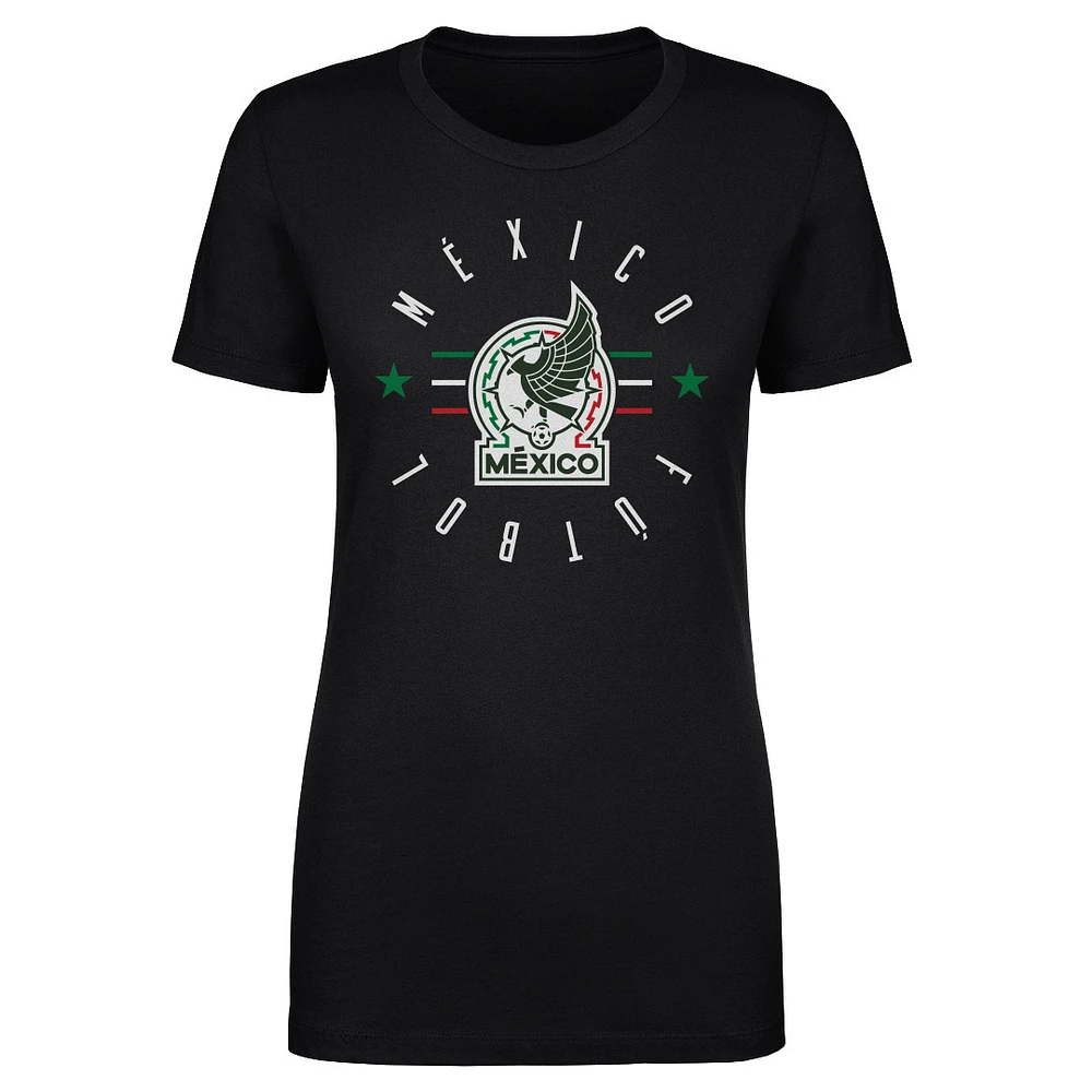 Women's 500 Level Black Mexico National Team Futbol T-Shirt