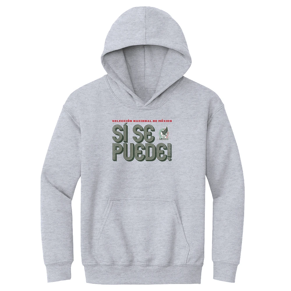 Youth 500 Level Gray Mexico National Team Si Se Puede Inline Bold Pullover Hoodie