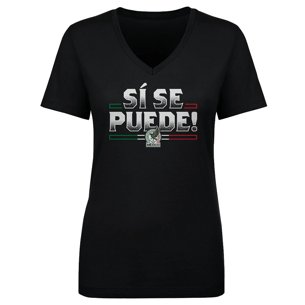 Women's 500 Level Black Mexico National Team Si Se Puede V-Neck T-Shirt