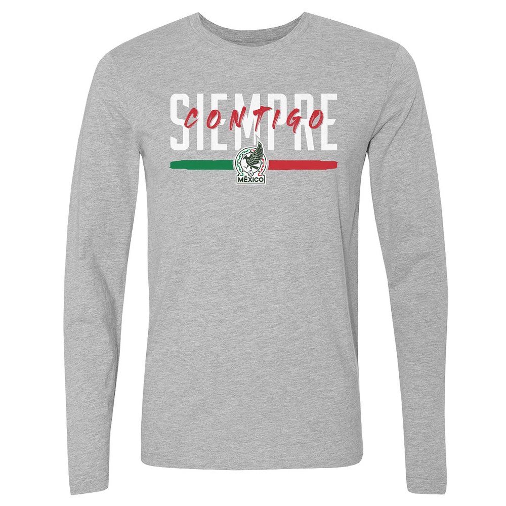Men's 500 Level Heather Gray Mexico National Team Siempre Contigo Long Sleeve T-Shirt
