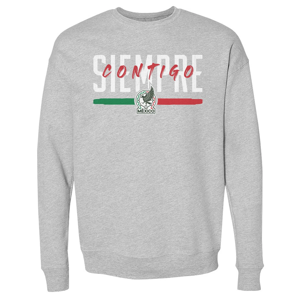 Men's 500 Level Heather Gray Mexico National Team Siempre Contigo Crewneck Sweatshirt