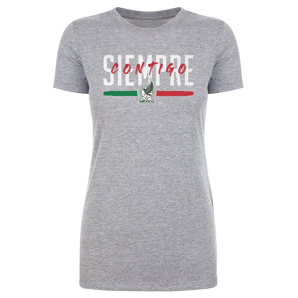 Women's 500 Level Heather Gray Mexico National Team Siempre Contigo T-Shirt