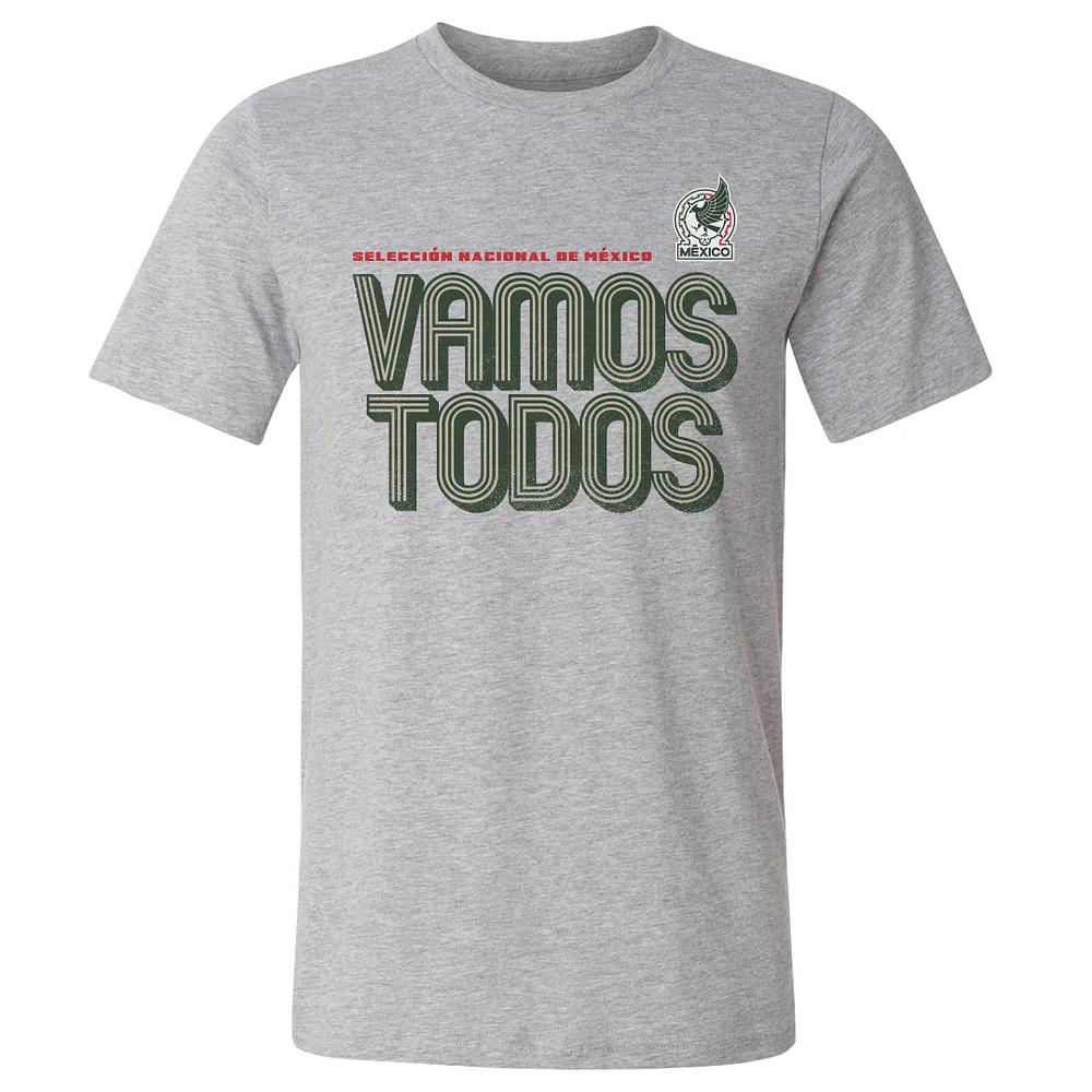 Men's 500 Level Heather Gray Mexico National Team Vamos Todos Inline Bold Cotton T-Shirt