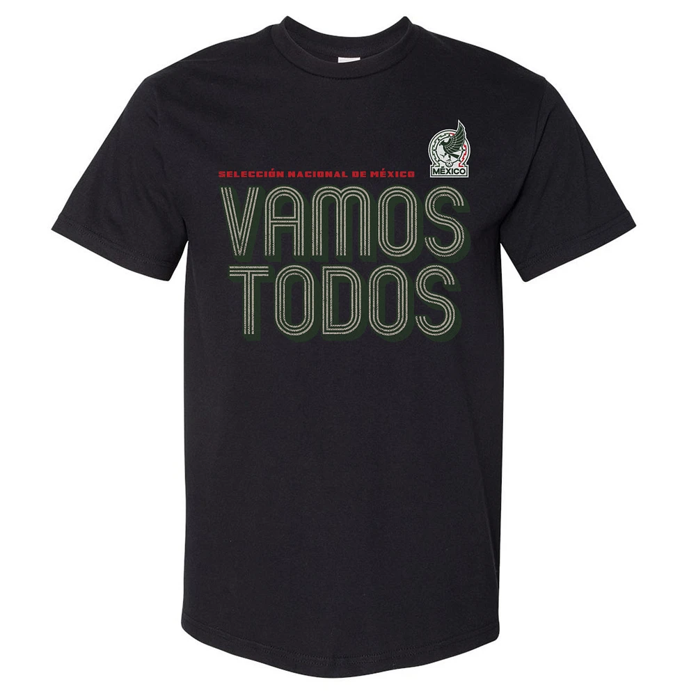 Men's 500 Level Black Mexico National Team Vamos Todos Inline Bold Heavyweight T-Shirt
