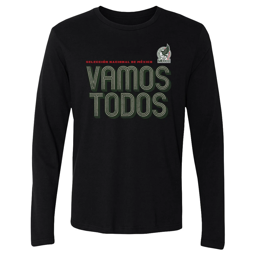 Men's 500 Level Black Mexico National Team Vamos Todos Inline Bold Long Sleeve T-Shirt