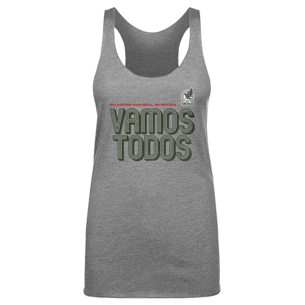 Women's 500 Level Gray Mexico National Team Vamos Todos Inline Bold Tri-Blend Tank Top