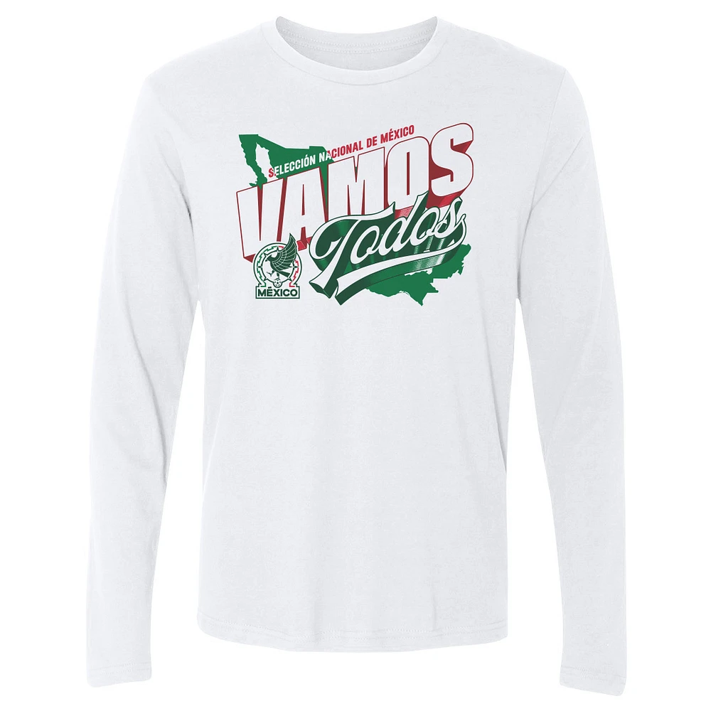 Men's 500 Level White Mexico National Team Vamos Todos Country Long Sleeve T-Shirt