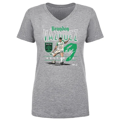 Women's 500 Level Brandon Vazquez Heather Gray Austin FC Feature V-Neck T-Shirt