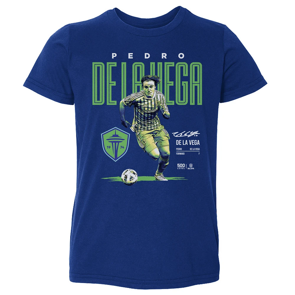 Toddler 500 Level Pedro de la Vega Blue Seattle Sounders FC Bitmap T-Shirt