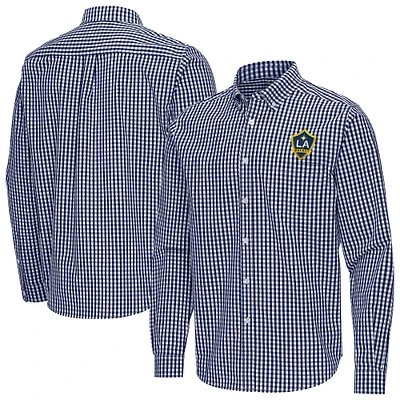 Men's Antigua Navy LA Galaxy Ellis Tri-Blend Long Sleeve Button-Down Shirt