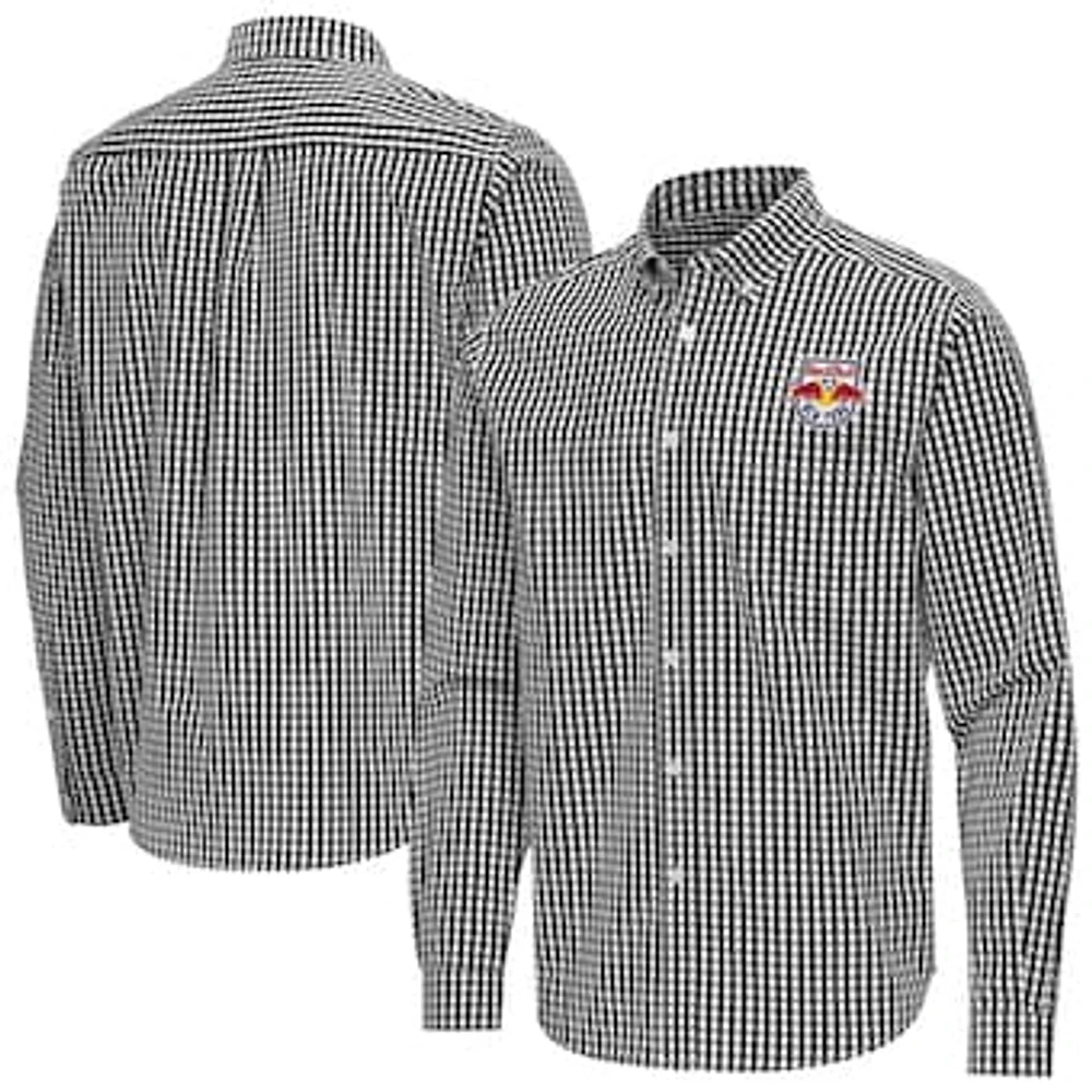 Men's Antigua New York Red Bulls Ellis Tri-Blend Long Sleeve Button-Down Shirt