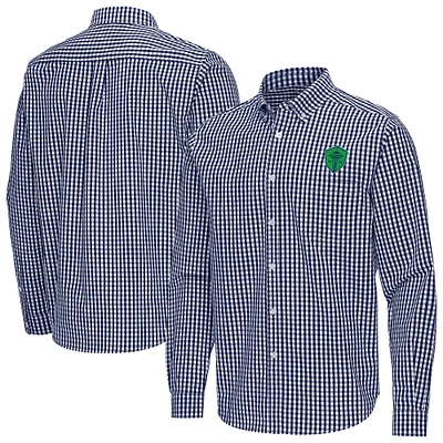Men's Antigua Navy Seattle Sounders FC Ellis Tri-Blend Long Sleeve Button-Down Shirt
