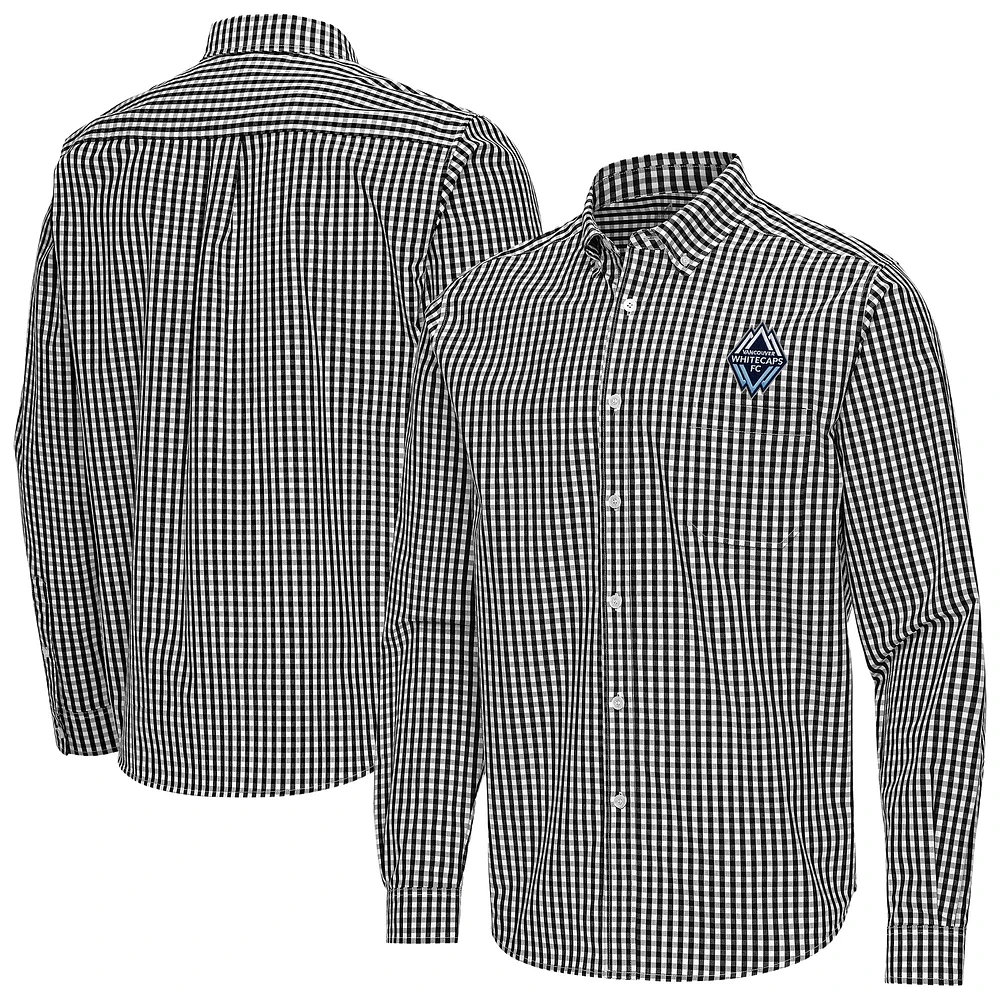 Men's Antigua Vancouver Whitecaps FC Ellis Tri-Blend Long Sleeve Button-Down Shirt