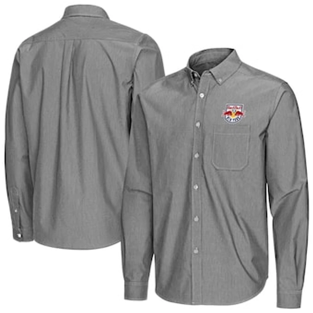 Men's Antigua New York Red Bulls Porter Woven Tri-Blend Long Sleeve Button-Down Shirt