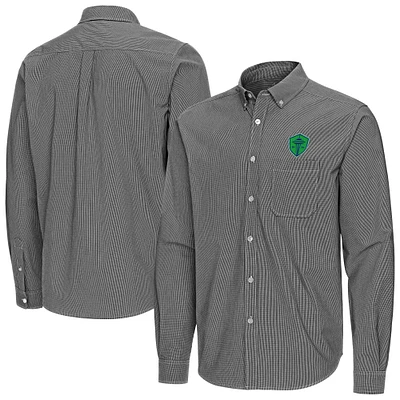 Men's Antigua Seattle Sounders FC Porter Woven Tri-Blend Long Sleeve Button-Down Shirt
