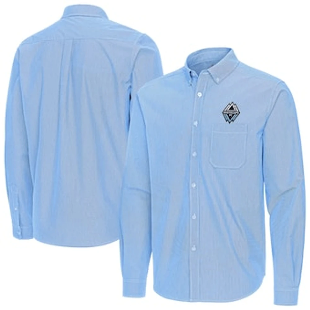 Men's Antigua Light Blue Vancouver Whitecaps FC Porter Woven Tri-Blend Long Sleeve Button-Down Shirt