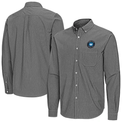 Men's Antigua Charlotte FC Porter Woven Tri-Blend Long Sleeve Button-Down Shirt