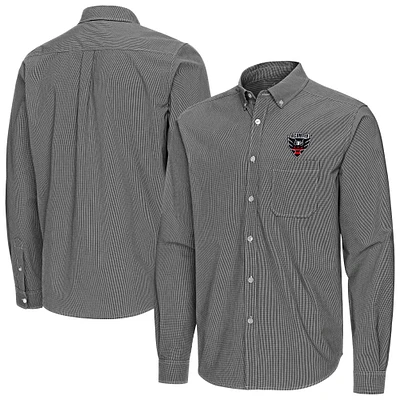Men's Antigua Black D.C. United Porter Woven Tri-Blend Long Sleeve Button-Down Shirt