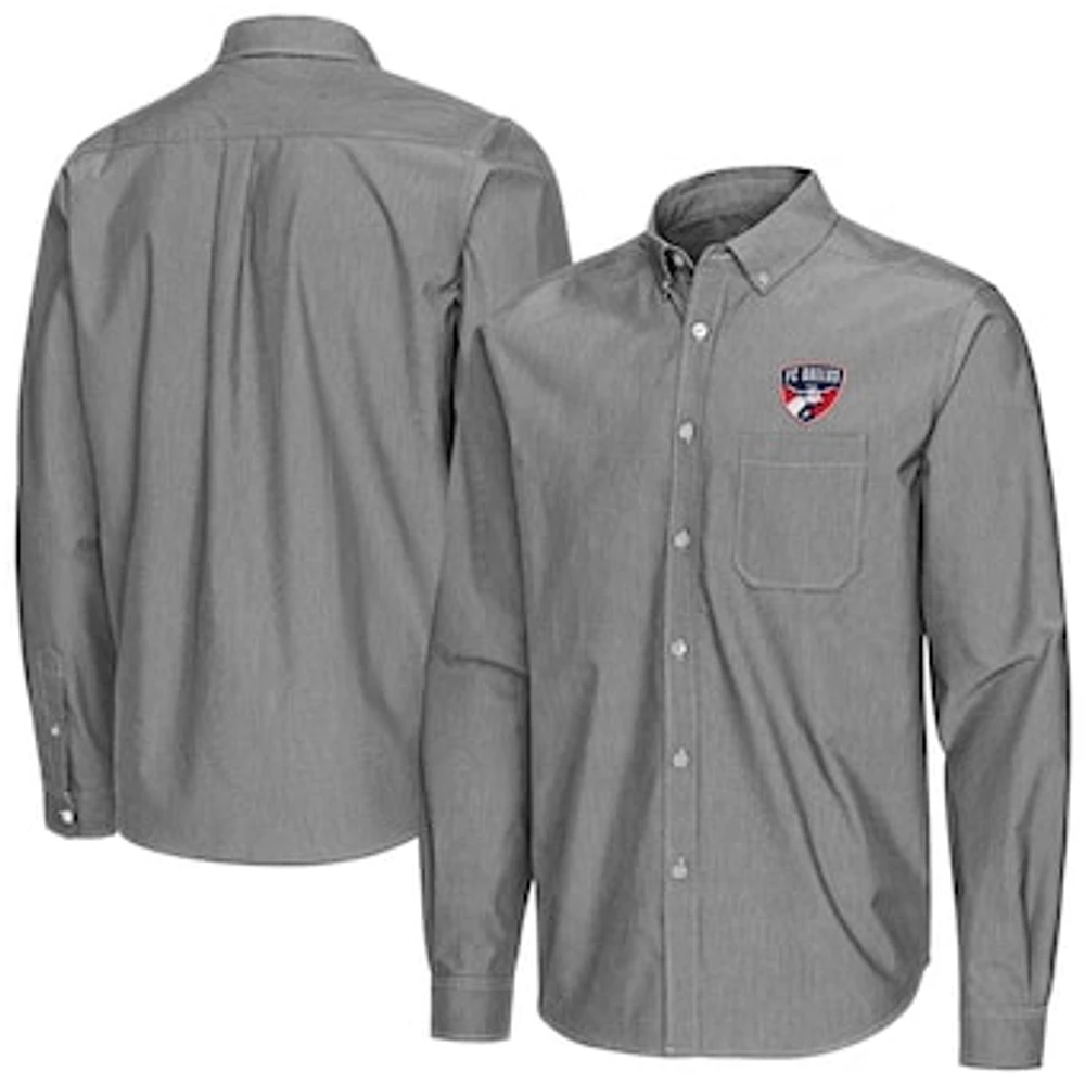 Men's Antigua FC Dallas Porter Woven Tri-Blend Long Sleeve Button-Down Shirt