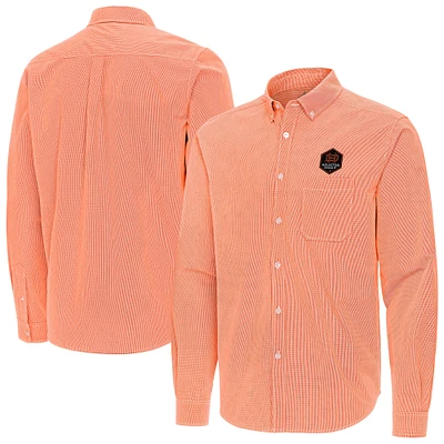 Men's Antigua Houston Dynamo FC Porter Woven Tri-Blend Long Sleeve Button-Down Shirt