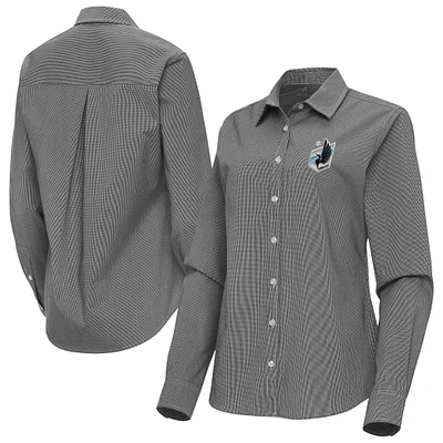 Women's Antigua Minnesota United FC Porter Woven Tri-Blend Long Sleeve Button-Up Shirt