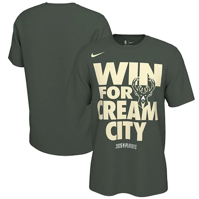 Unisex Nike Hunter Green Milwaukee Bucks 2025 NBA Playoffs On-Court Mantra T-Shirt