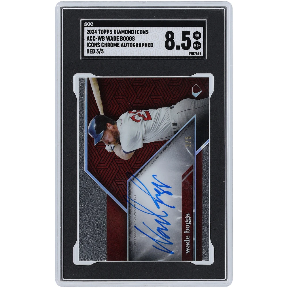 Wade Boggs Boston Red Sox Autographed 2024 Topps Diamond Icons Red Icons Chrome Autograph #ACC-WB #3/5 SGC Authenticated 8.5 Card