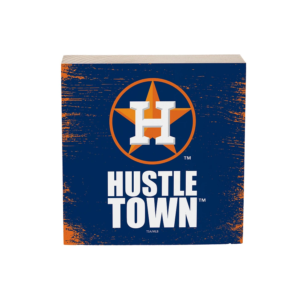 Houston Astros 6" Square Fan Chant Wood Block Shelf Sign