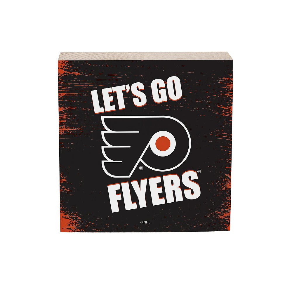 Philadelphia Flyers 6" Square Fan Chant Wood Block Shelf Sign