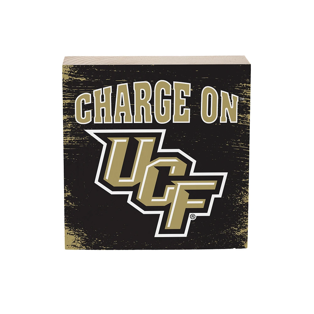 UCF Knights 6" Square Fan Chant Wood Block Shelf Sign