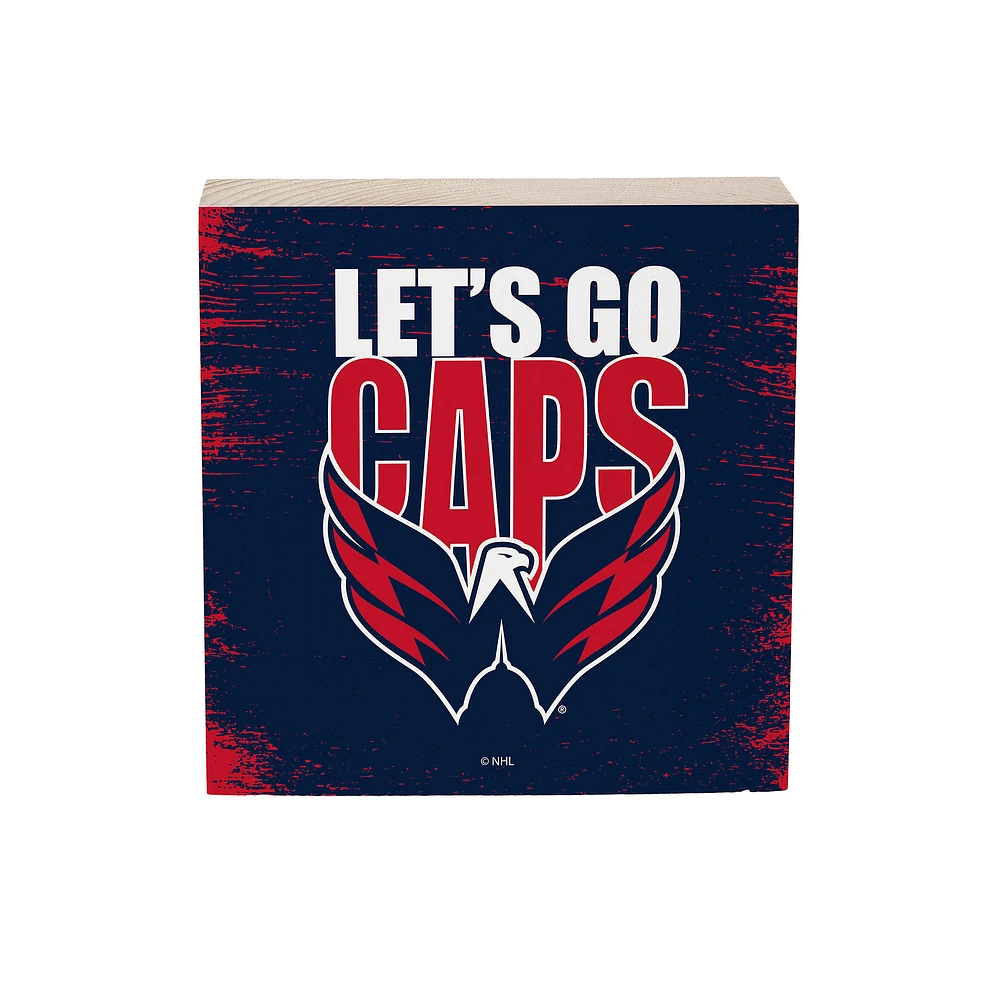 Washington Capitals 6" Square Fan Chant Wood Block Shelf Sign