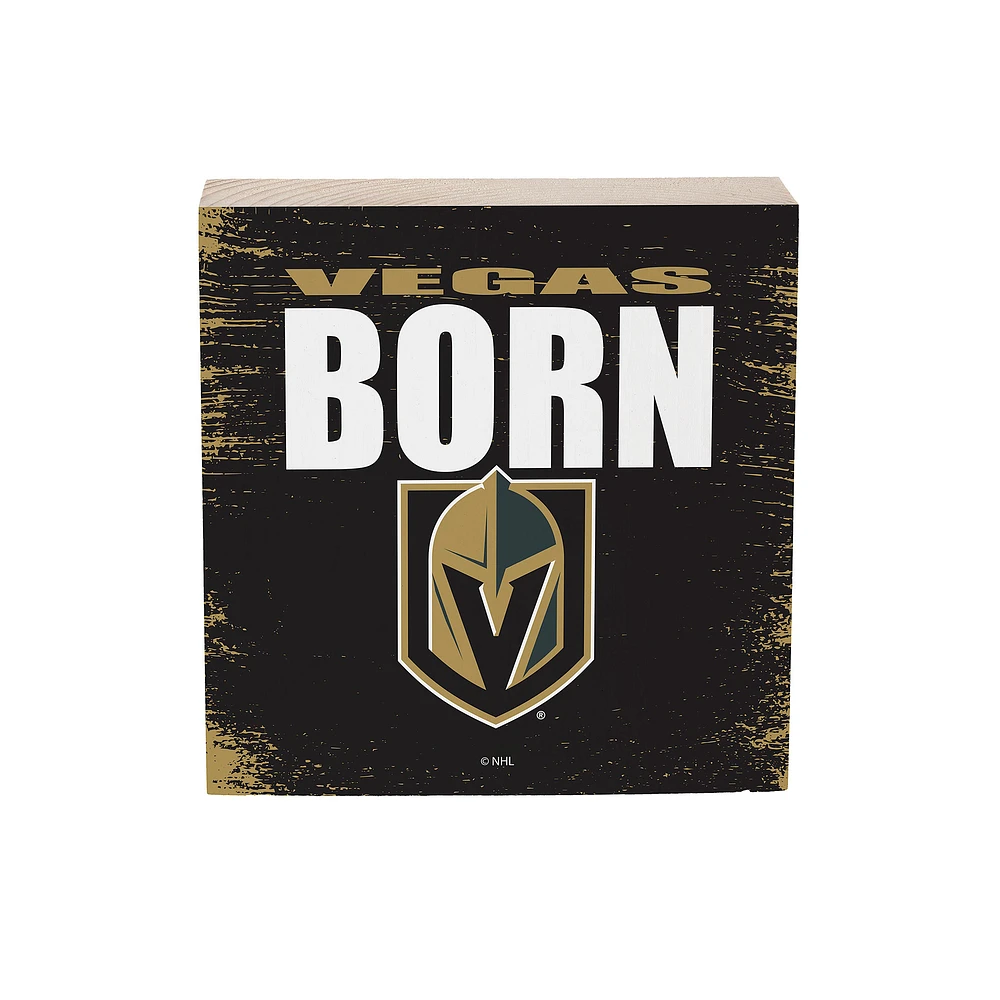 Vegas Golden Knights 6" Square Fan Chant Wood Block Shelf Sign