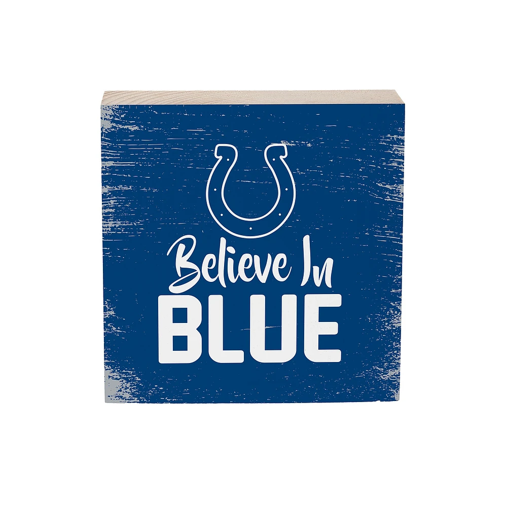 Indianapolis Colts 6" Square Fan Chant Wood Block Shelf Sign