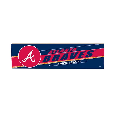 Atlanta Braves 5" x 18" Shadow Logo Wood Mantle Sign