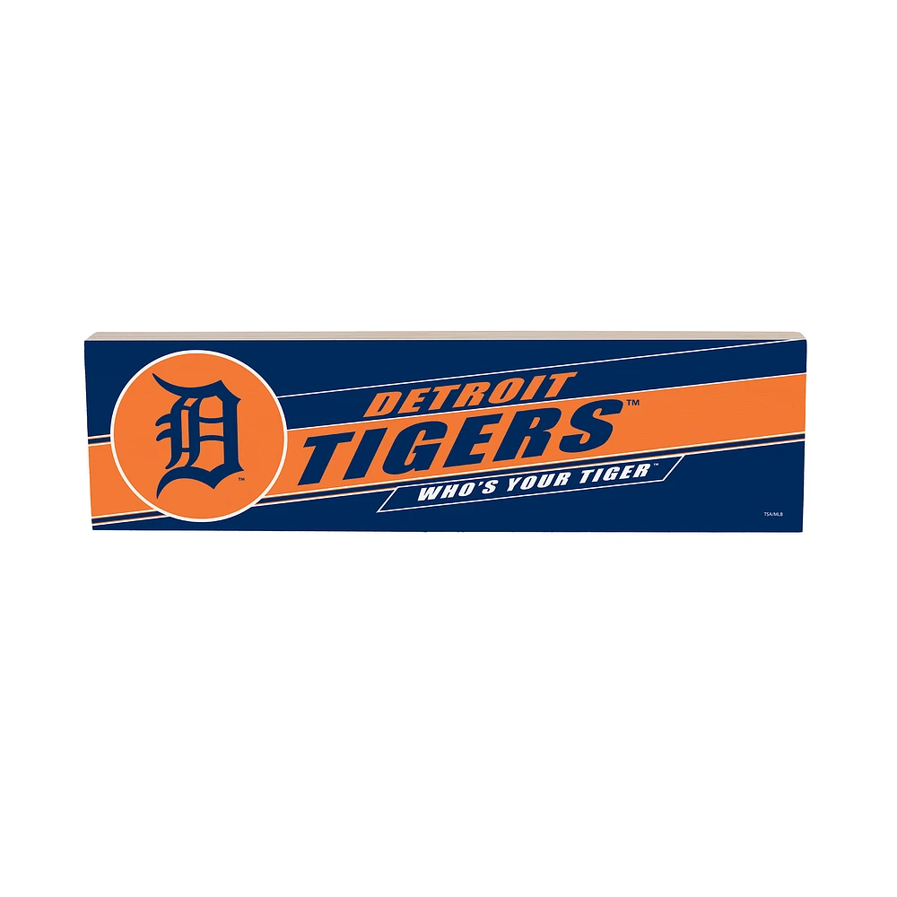 Detroit Tigers 5" x 18" Shadow Logo Wood Mantle Sign