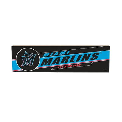 Miami Marlins 5" x 18" Shadow Logo Wood Mantle Sign
