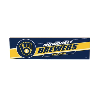 Milwaukee Brewers 5" x 18" Shadow Logo Wood Mantle Sign